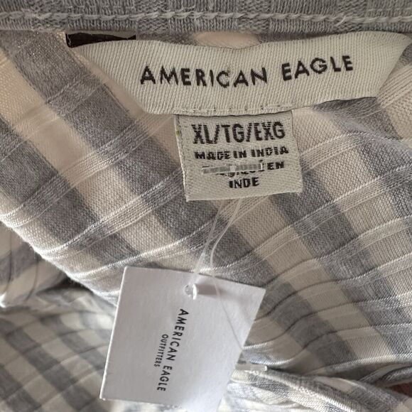 American Eagle Easy Rib Swing Mini Dress Sleeveless Gray Stripes NWT Womens XL - Picture 6 of 9